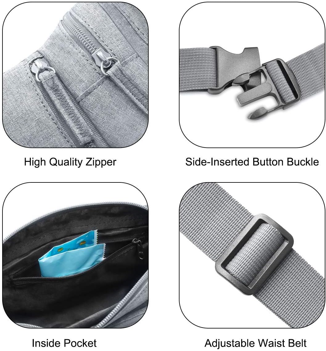 Fanny Pack Waterproof Waist Bag Pack Men Women Hip Bum Bag With Water Bottle Holder Adjustable Strap Suitable For Outdoors Workout Traveling Hiking Cycling Dog Walking Pouch Bag(Grey) - Image 5