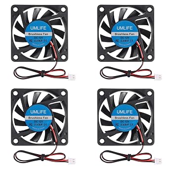 UMLIFE 4-Pack 60mm x 60mm x 10mm 6010 12V Brushless DC Cooling Fan 2pin for DIY 3D Printer Extruder Humidifier