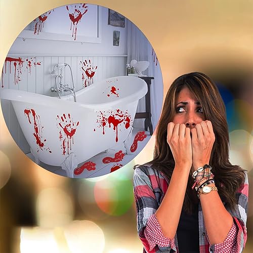 Miniatura 4 de Calcomanías de huellas de mano con calcomanías de tatuaje, tamaño más grande, diseño de huellas de manos sangrientas, decoraciones de Halloween que