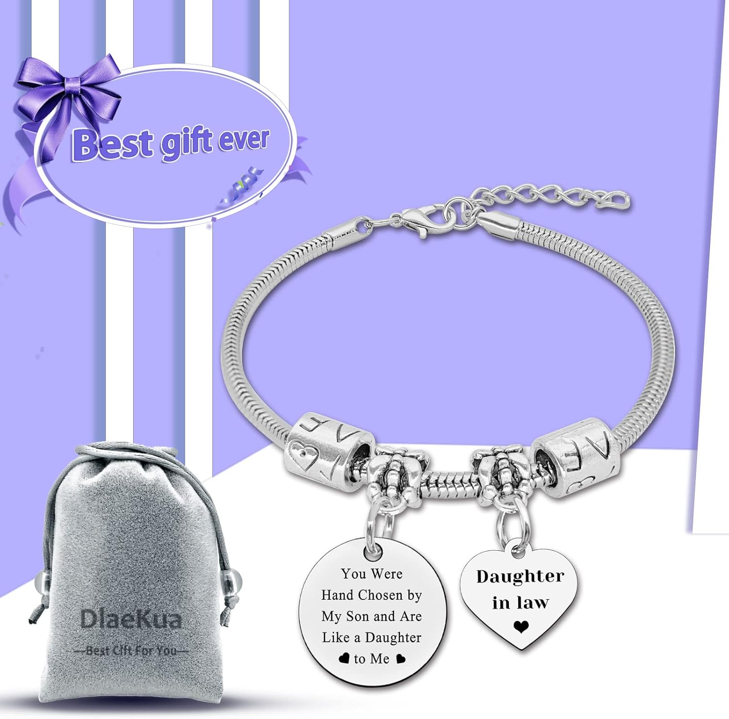 DlaeKua Daughter in Law Gift from Mother Jewelry Bracelet for Women Bride Gift On Wedding Day Inspirational Birthday Christmas Gifts for Daughter in Law - Image 7