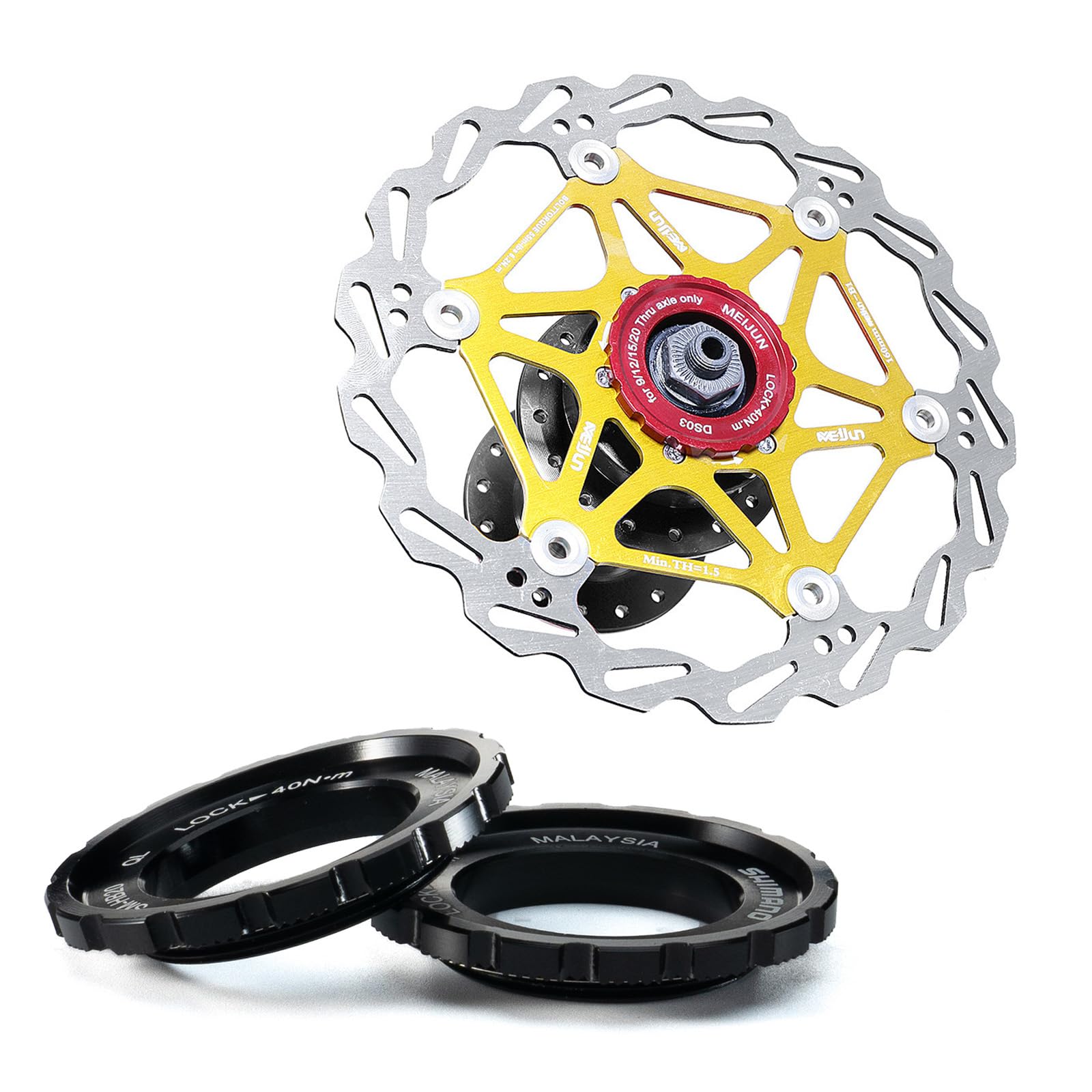 2 pezzi Anello di bloccaggio Centerlock per disco freno, anello di bloccaggio per disco freno da bicicletta, coppia di serraggio 40Nm, 44x26x8mm, compatibile con asse a innesto da 15/20mm, lega di