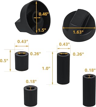 4 Pack Control Knobs Replacement with 12 Adapters for Stove Oven Range(Black)