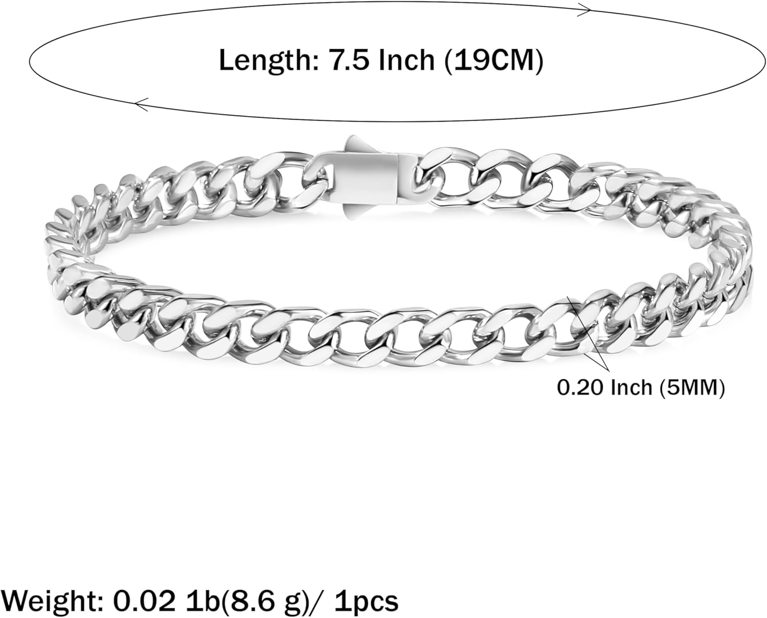 Cuban Link Bracelet for Men Waterproof 316L Stainless Steel Bracelet Width 5mm/7mm/9mm/12mm, 7.5"/8.3"/9" Length, Miami Cuban Bracelet for Men Hip Hop Jewelry Men Gift - Image 7