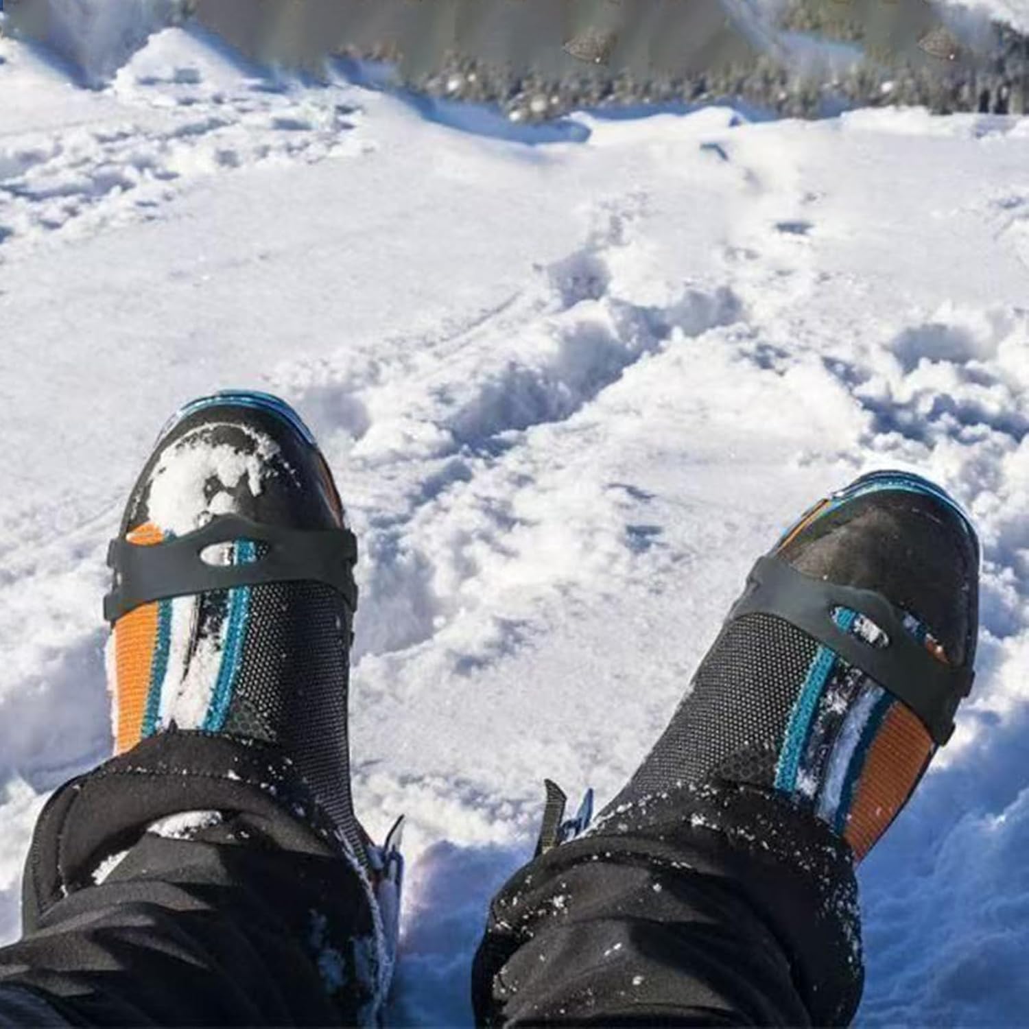 Ice Grip Shoe Covers - Anti Skid Snow Shoe Traction for Men Women Beginner | Elastic Silicone with Spike Studs, Hiking Winter Sports, Mountaineering for Jogging, Fishing, Lawn Care