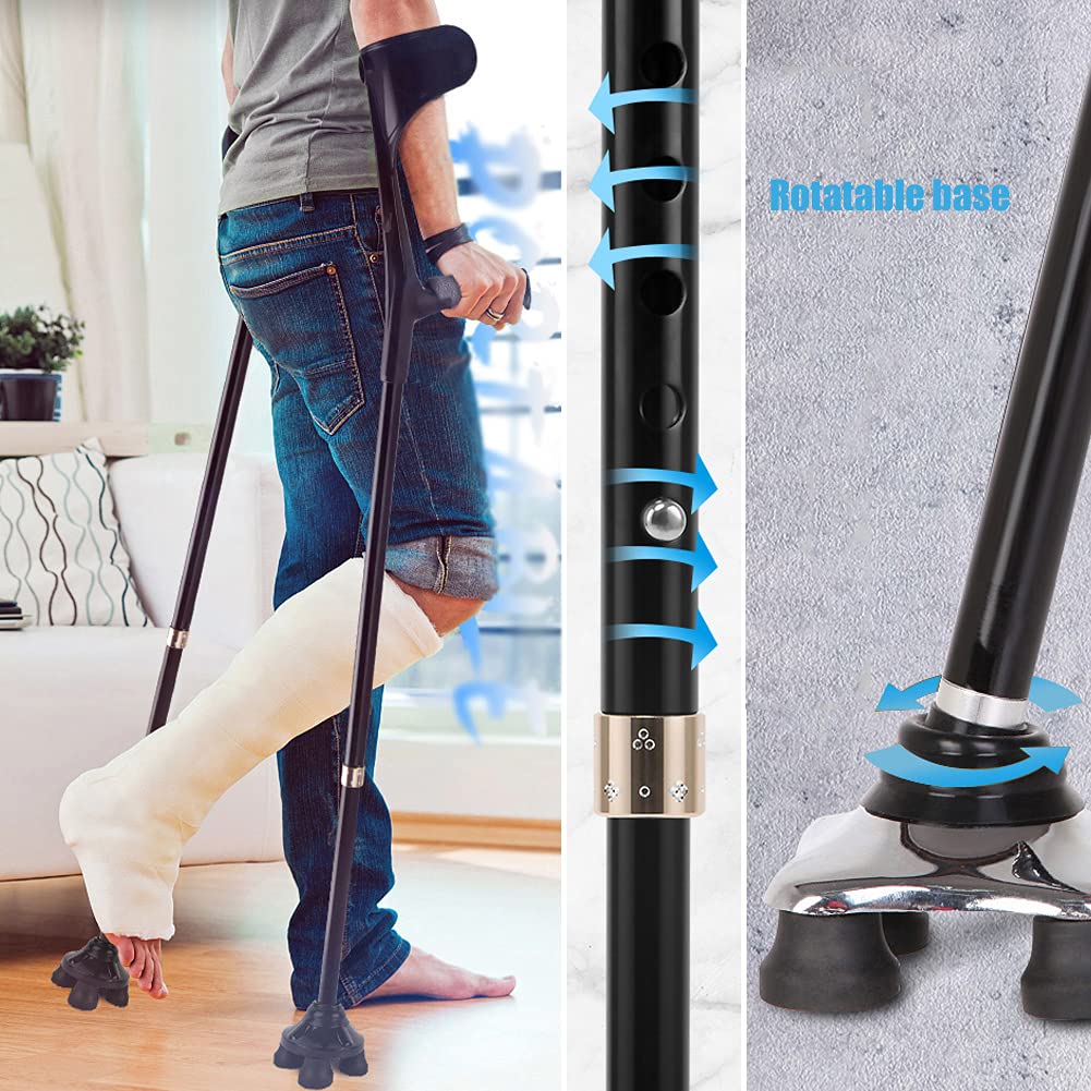 Kulki pod przedramiona, kule dla dorosłych z antypoślizgowymi końcówkami, lekkie kule na ramię, z regulacją wysokości ze stopu aluminium, ergonomiczne – wygodne na nadgarstku