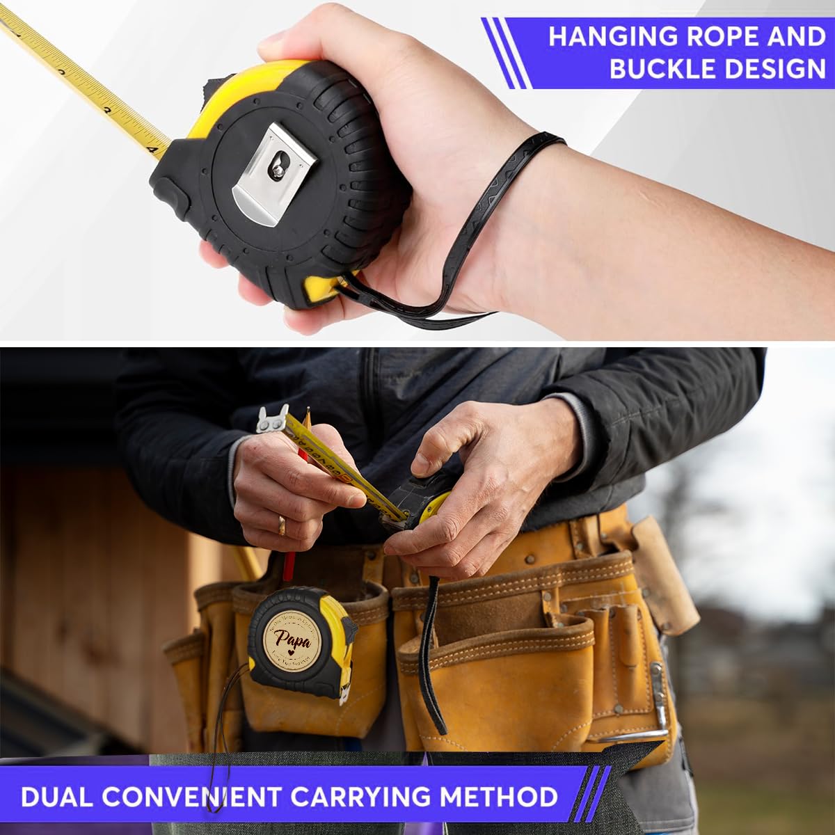 Papa Father's Day Gifts for Papa Dad Grandpa Tool Wood Worker Carpenter Christmas Birthday Gifts Idea for Pa-pa Tape Measure 25 FT