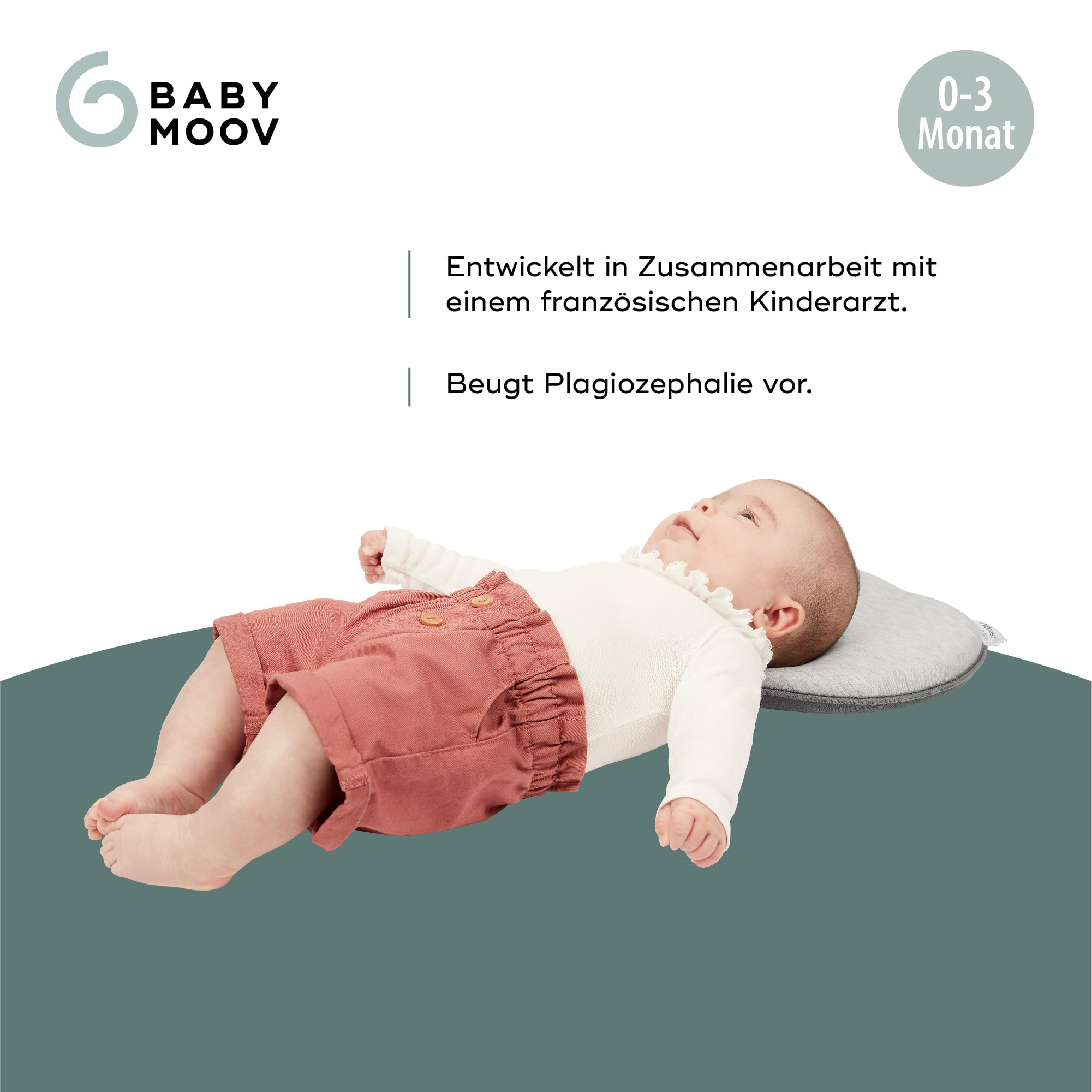 Babymoov Lovenest Orginal Smokey - Baby Kopfkissen von 0-3 Monaten, zur Vorbeugung von Plagiozephalie, von einem franz. Kinderarzt entworfen und patentiert