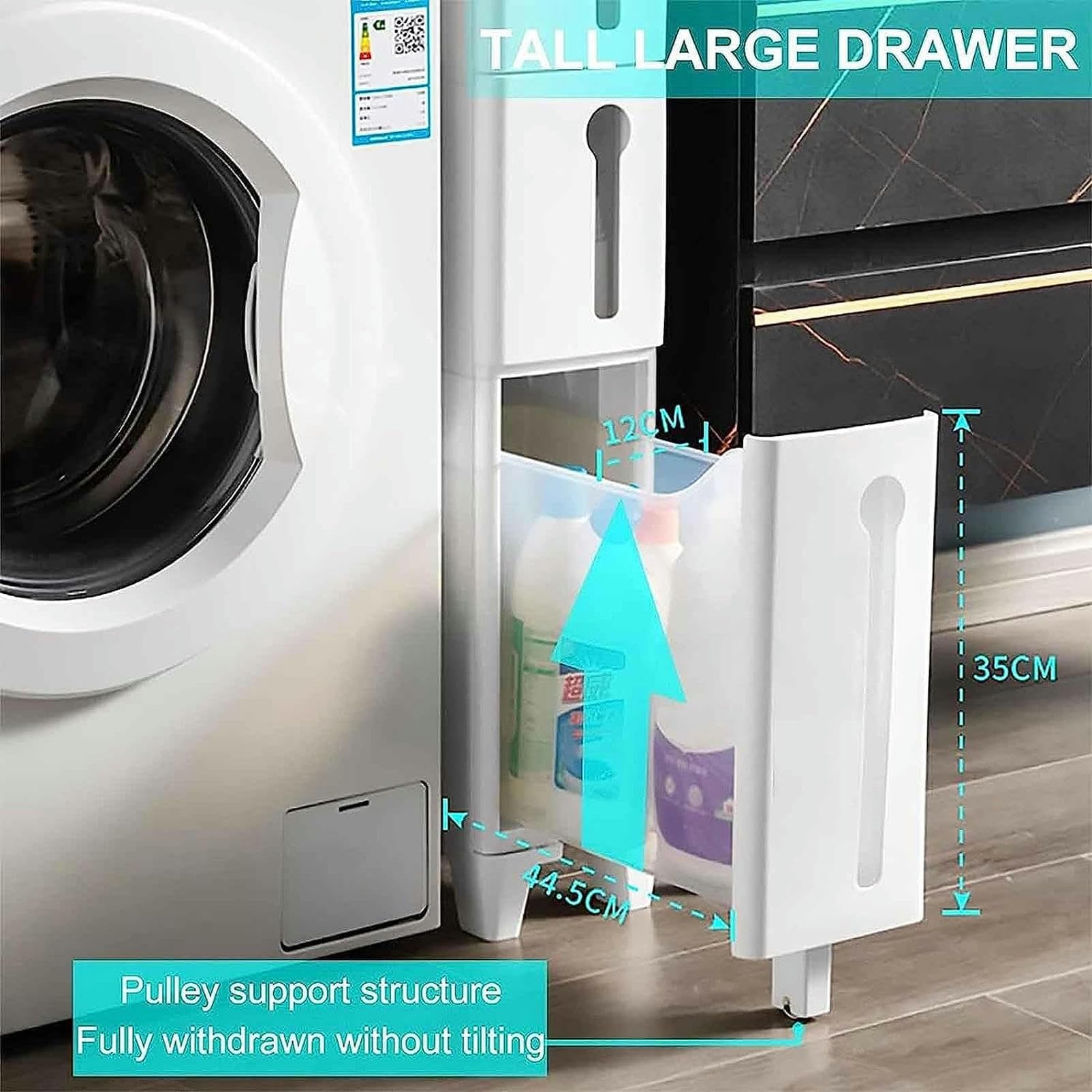 Gabinete de piso para baño con cajones de almacenamiento apilables Gabinete de piso para baño con 2/3/4 cajones Organización del hogar Contenedor de almacenamiento Torre