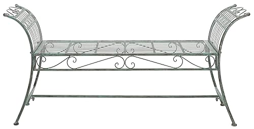 SAFAVIEH Outdoor Collection Hadley Victorian Scroll Antique Dark Green Wrought