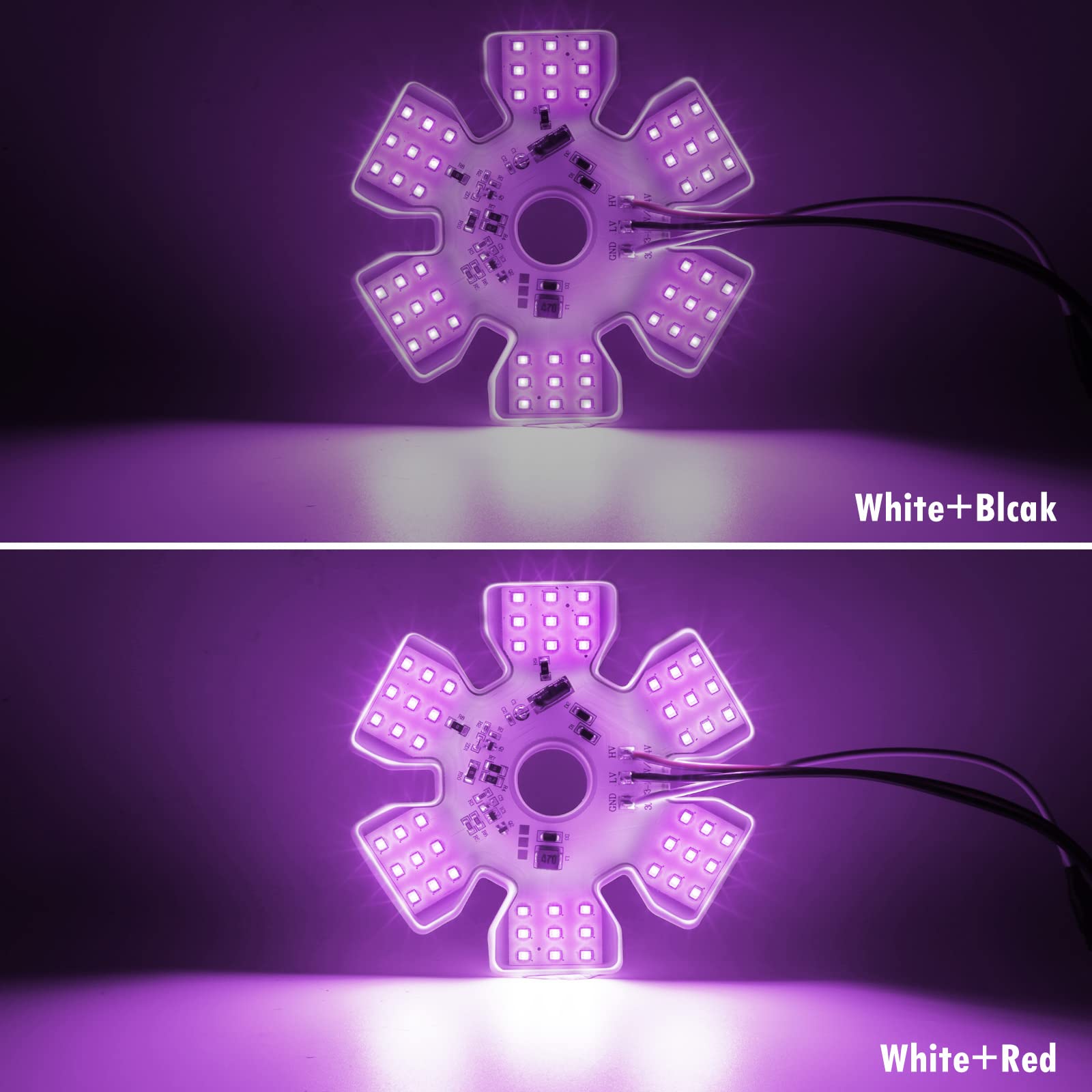 Partsam 2Pcs Ultra-Thin Hex Style Dual Function Interior 54 diode LED Air Breather Light 4.8" Decorative Air Cleaner Lamp for Peterbilt Kenworth Freightliner Trucks, Trailers, RVs IP67 12-30V (Purple)