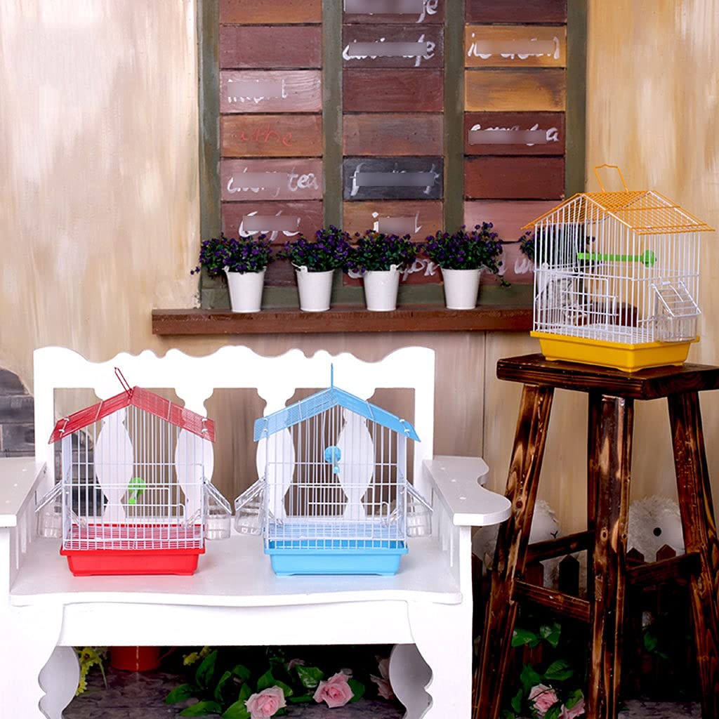 Jaulas para pájaros Birdcage de la azotea, Budgerigar Birdcage con Caja de alimentación, pájaros de Metal, Jaula de baño Ornamental for pájaros Canarios pequeños Jaula de Vuelo (Color : Blue)