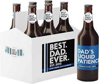 DIY Personalization Kit for Beer Bottle Holder with Custom Labels – Create your own 6-Pack Beer Gift Box at home for Birthday, Father’s Day, Groomsmen | DIY White Beer Carrier Gift Set (1 Set)