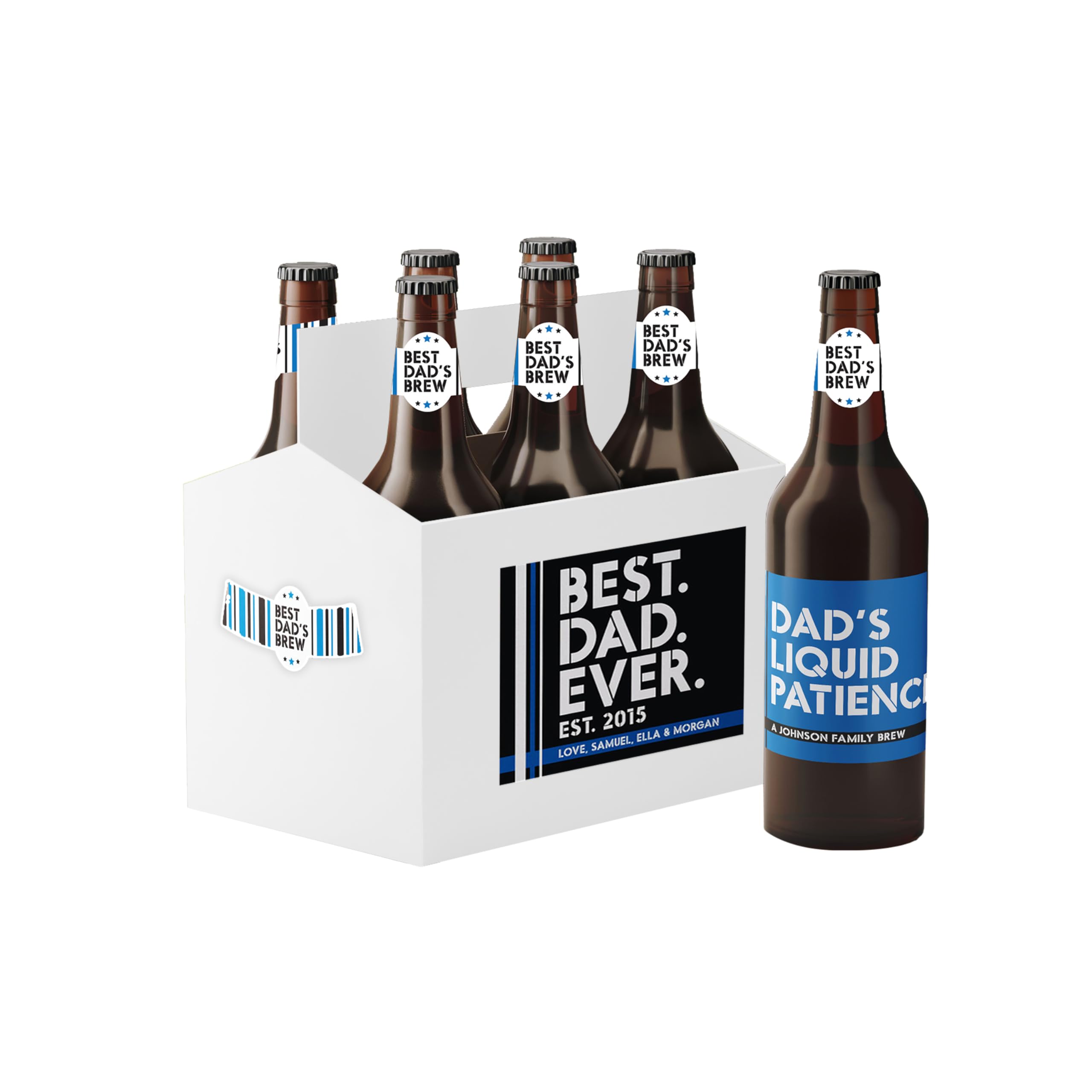 Personalized Beer Bottle Holder with Custom Labels – 6-Pack Beer Gift Box for Birthday, Father’s Day, Mother’s Day, Groomsmen, Bridesmaids, Announcements – DIY White Beer Carrier Gift Set (1 Set)