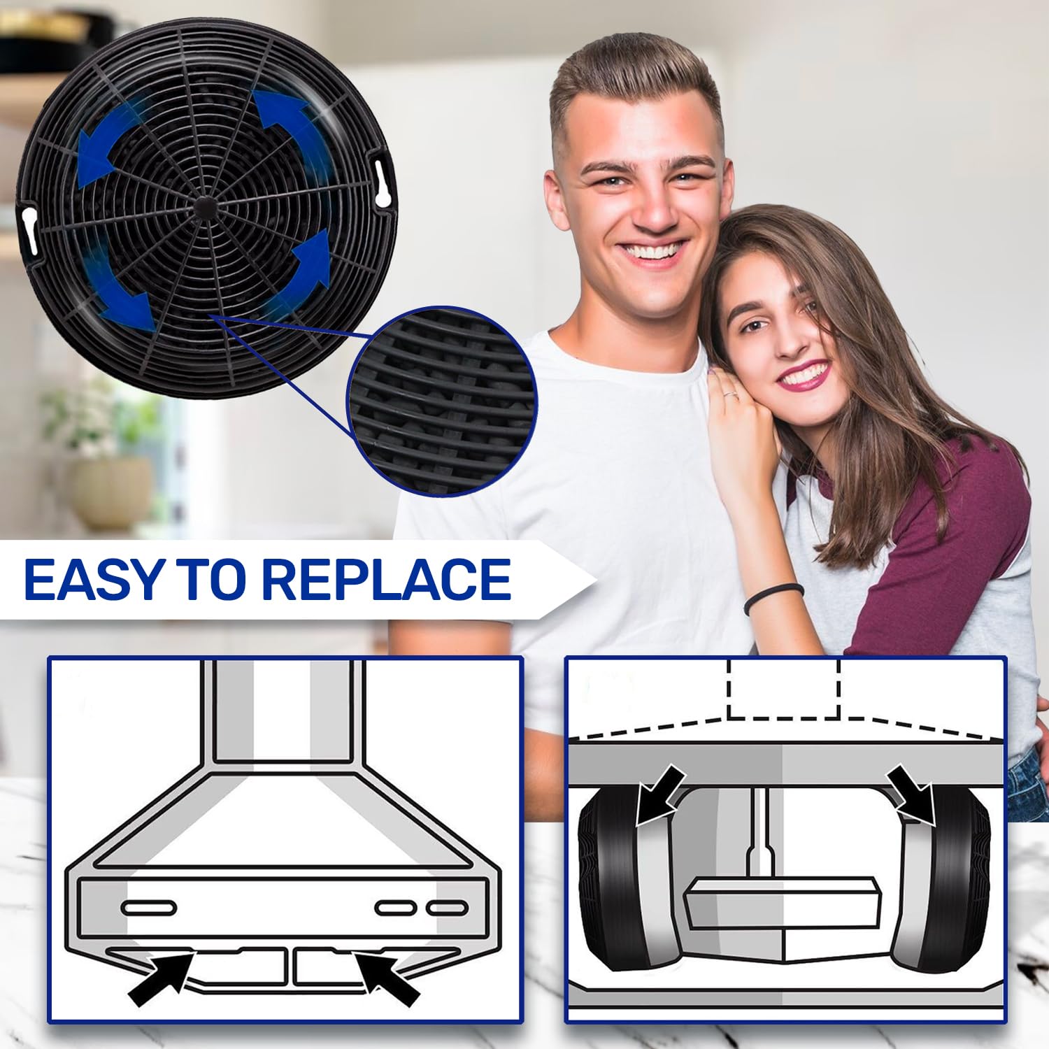 4 Filtri Carboni Attivi Per Cappe Zanussi/AEG/Electrolux - D058 &Oslash;125mm Garanzia 5 Anni