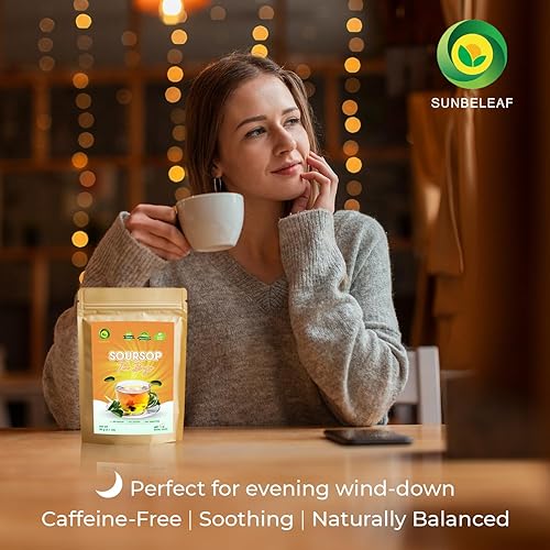 Miniatura 5 de SUNBELEAF Té de guanábana prémium  60 bolsas de té, infusión de hierbas de graviola de Vietnam, hojas de guanábana pura, sin cafeína, sabor suave,