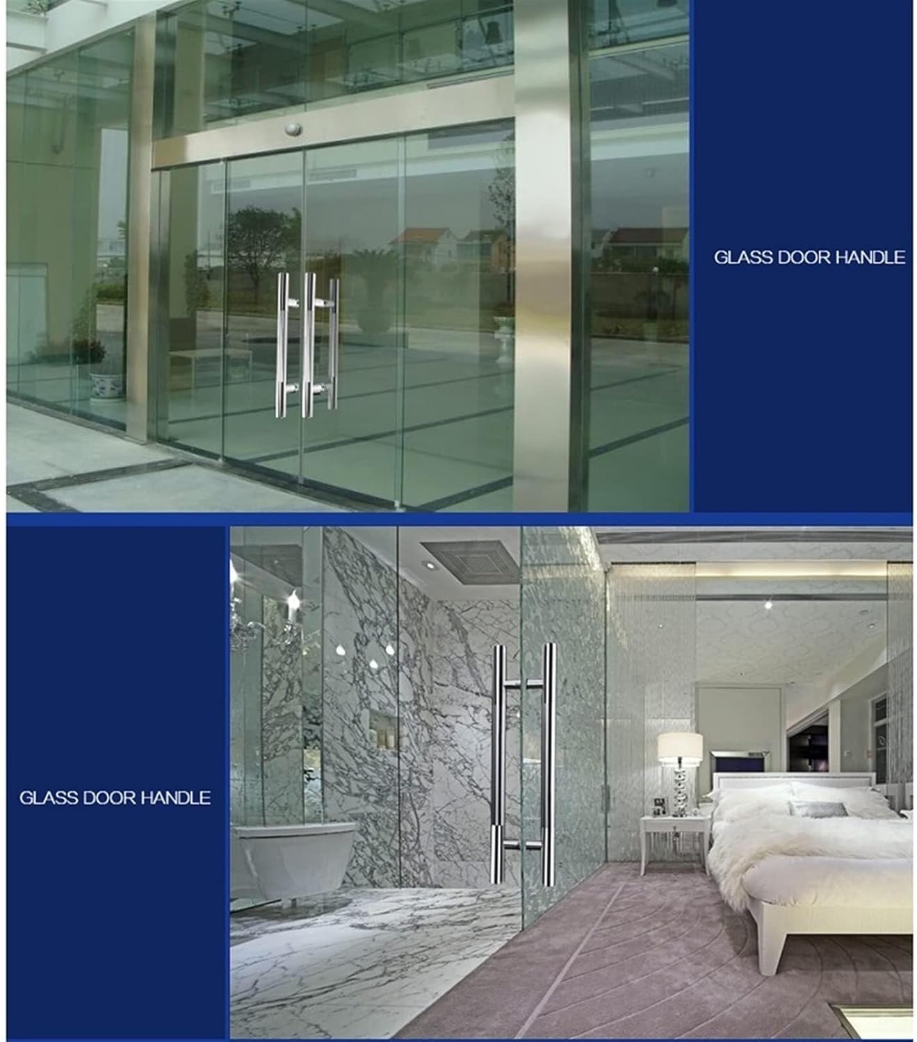 Gate Hardware Thickened Stainless Steel Tempered Glass Door Handle KTV Office Sliding Door Push-Pull Door Handle Handrail-Easy to Install,6 Sizes (Size : 60x40cm)