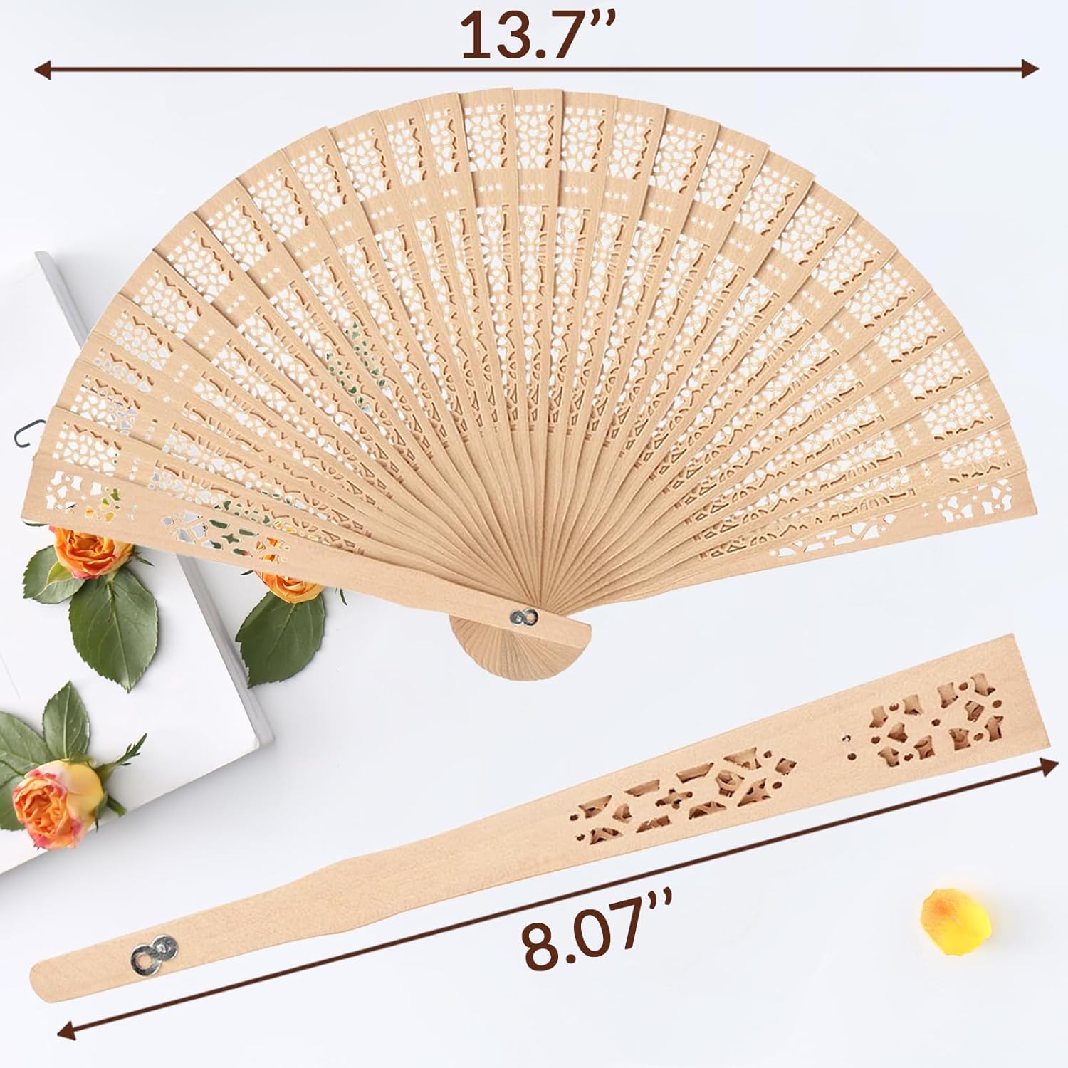 100Pcs Personalized Folding Hand Fans Custom Engraved Summer Wedding Fans,Personalized Wooden Fans Party Favor Bridal Shower Gifts for Guests