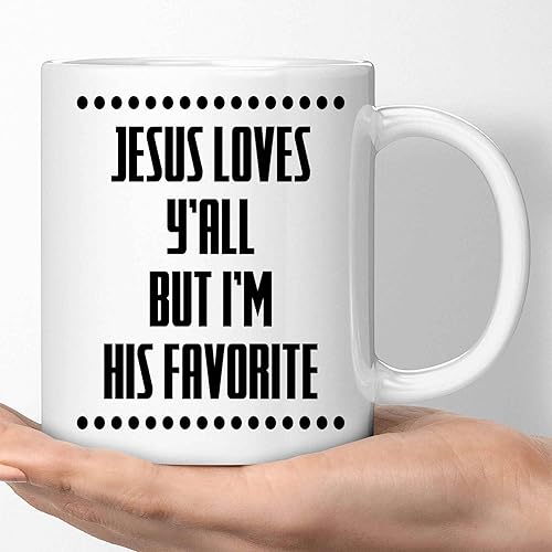 Miniatura 1 de Inspirational Gift Faith-based Gift, for Believers, Worshippers and Followers - Jesus Loves Yall Soft Text on 11 Oz White Ceramic Coffee Mug