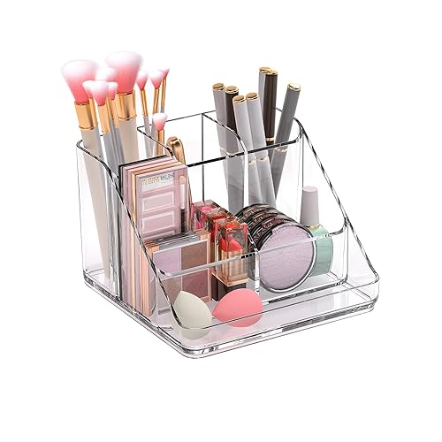 Ettori Organizador de maquillaje para tocador organizador de baño con 2 cajones contenedor de almacenamiento de plástico transparente para joyas