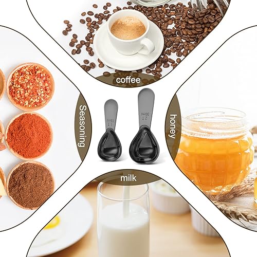 Miniatura 4 de Cuchara de café de acero inoxidable Juego de 2 piezas (1 cucharada, 2 cucharadas) cucharada duradera, cuchara medidora ergonómica, adecuada