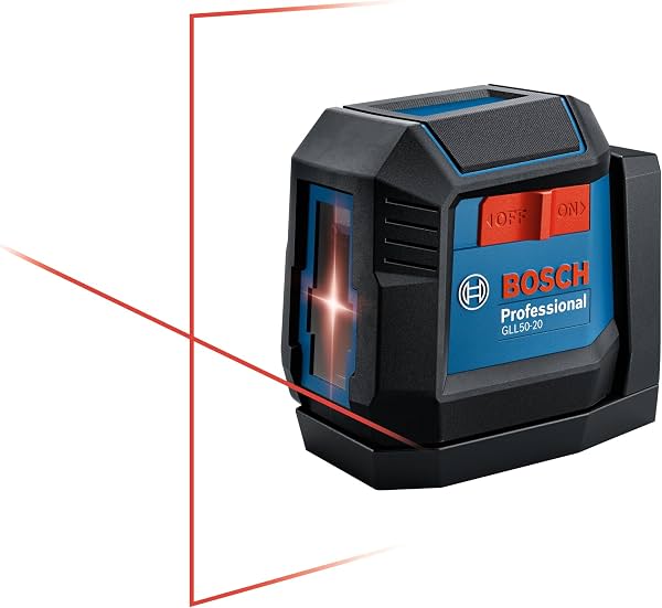 BOSCH PRO GLL50-20 Nivel Láser de Línea Cruzada Autonivelante | Tecnología VisiMax, Sistema de Péndulo Inteligente, Precisión de 1/8 pulg., para Contratistas, Montaje Estable, Topografía, Construcción, Exterior