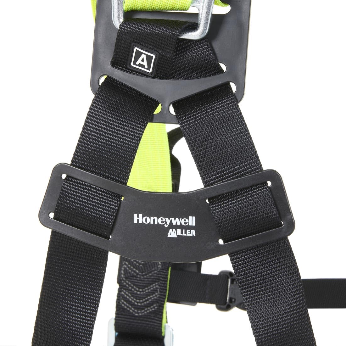 MILLER Honeywell Imbracatura integrale H500 Industrial Standard IS5 con fibbie automatiche per gambe a sgancio rapido, fibbie toraciche a clip automatica, peso 140 kg, verde agrumi, misura 1, 1036113