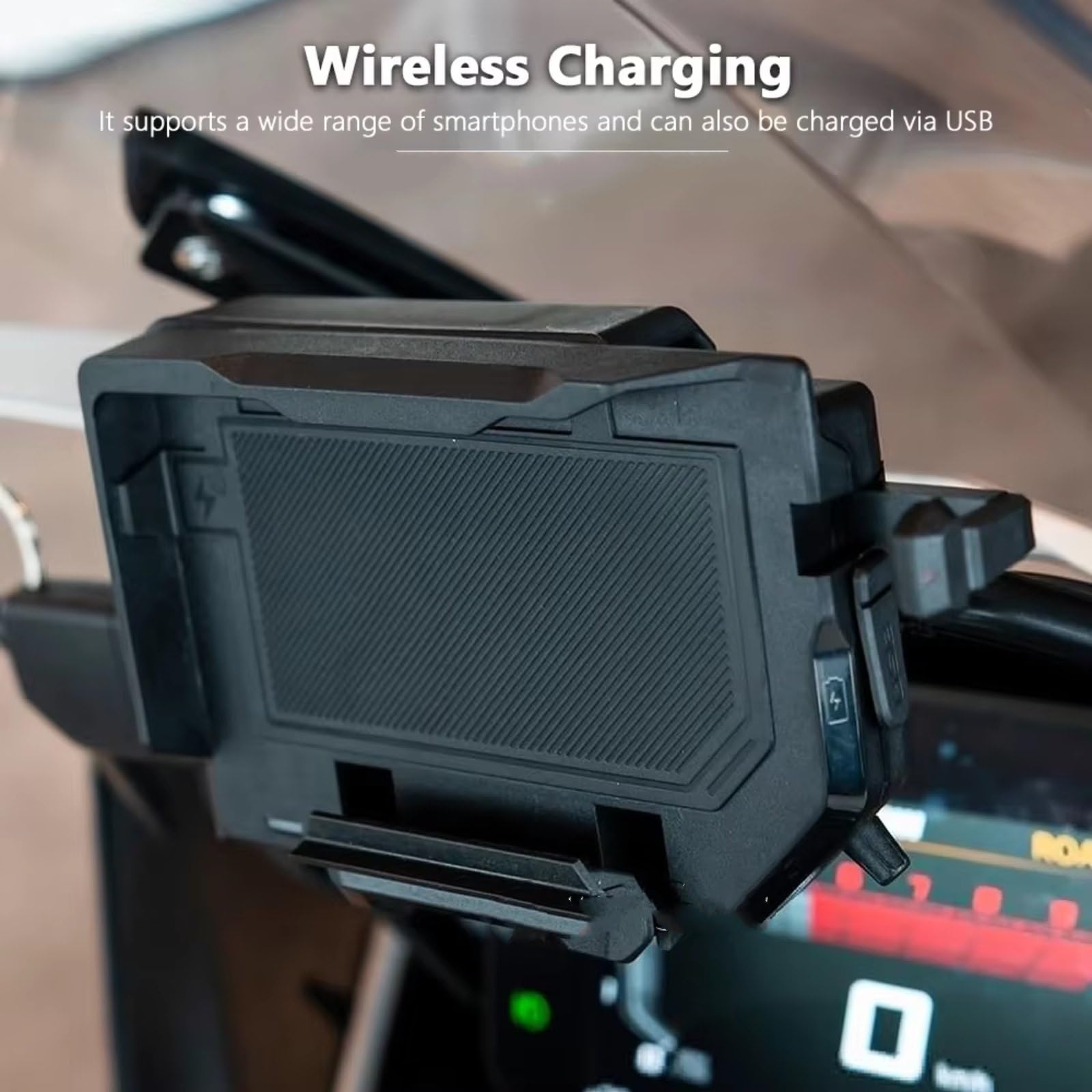 Supporto Per Telefono Moto Per BMW F850GS F750GS F800GS F700GS R1300GS R1200GS R1250GS Per ADV Supporto Telefono GPS Con Ricarica Wireless Moto(Wireless- White Line)
