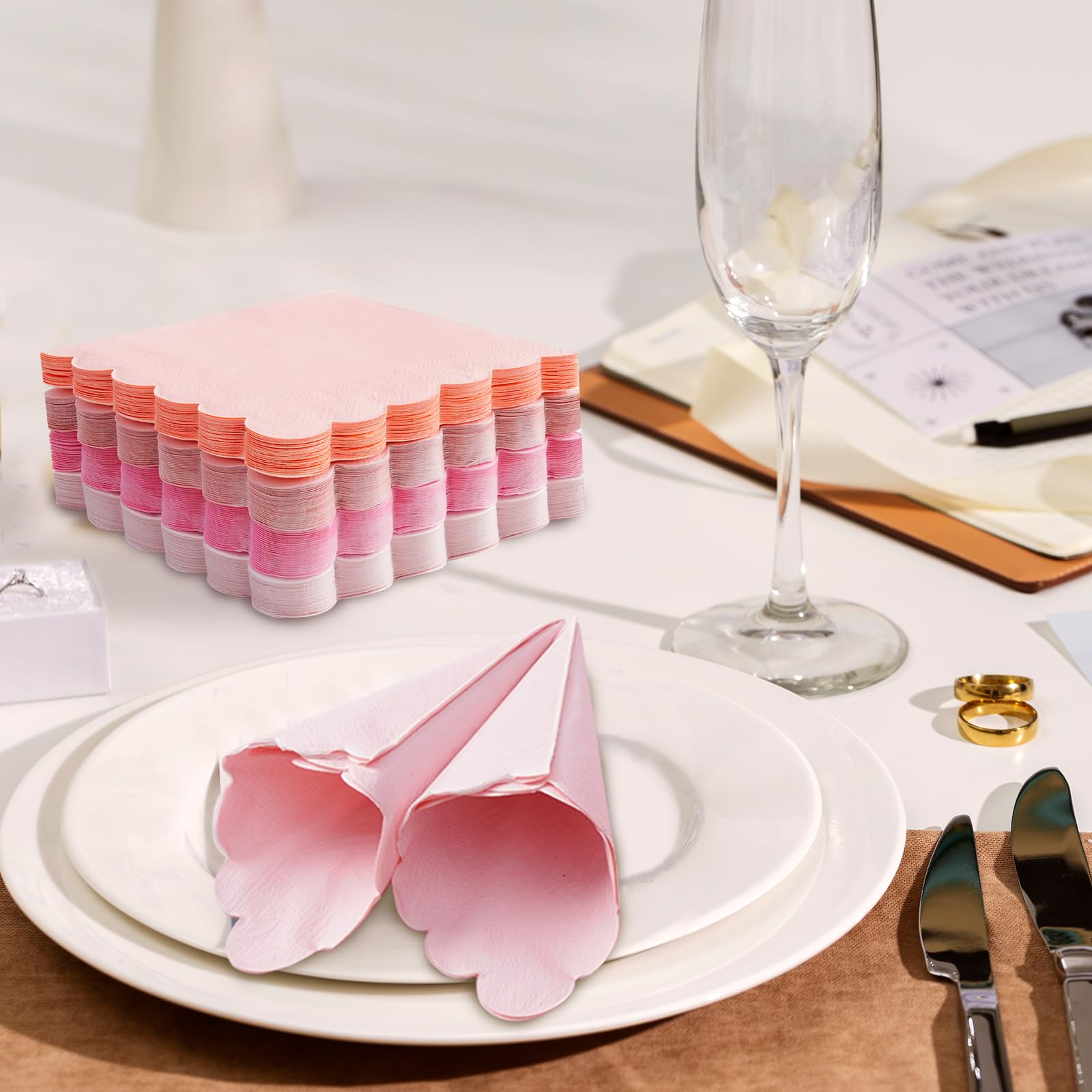 Rosa Cocktail-Servietten Gewellt – 3-lagig & Saugstark Für Hochzeit & Party