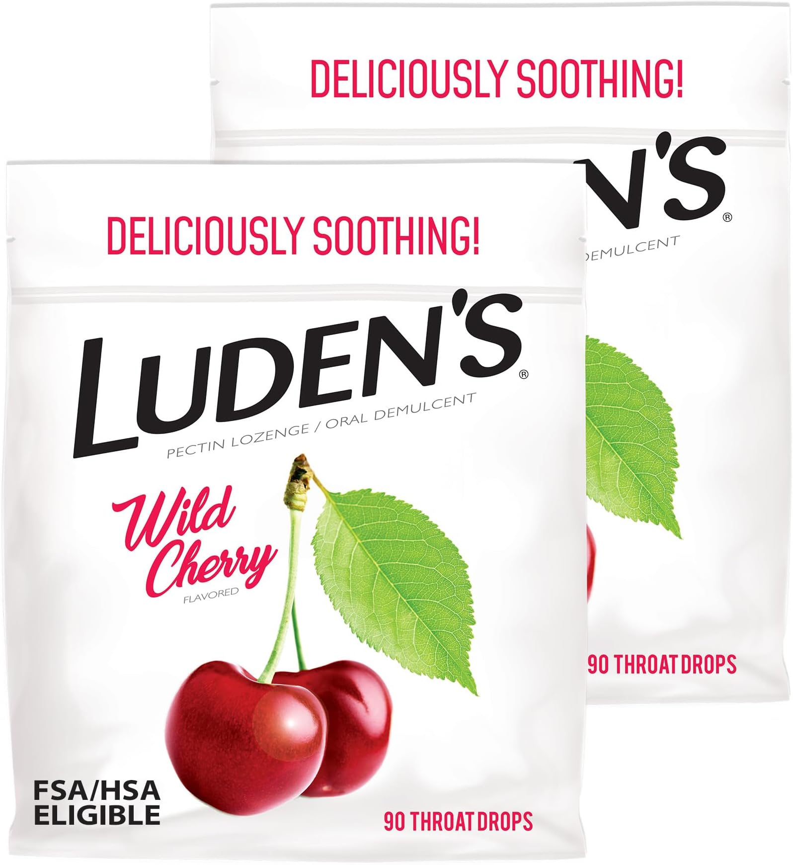 LUDEN'S Throat Drops, Wild Cherry, 90 Drops, Pack of 2