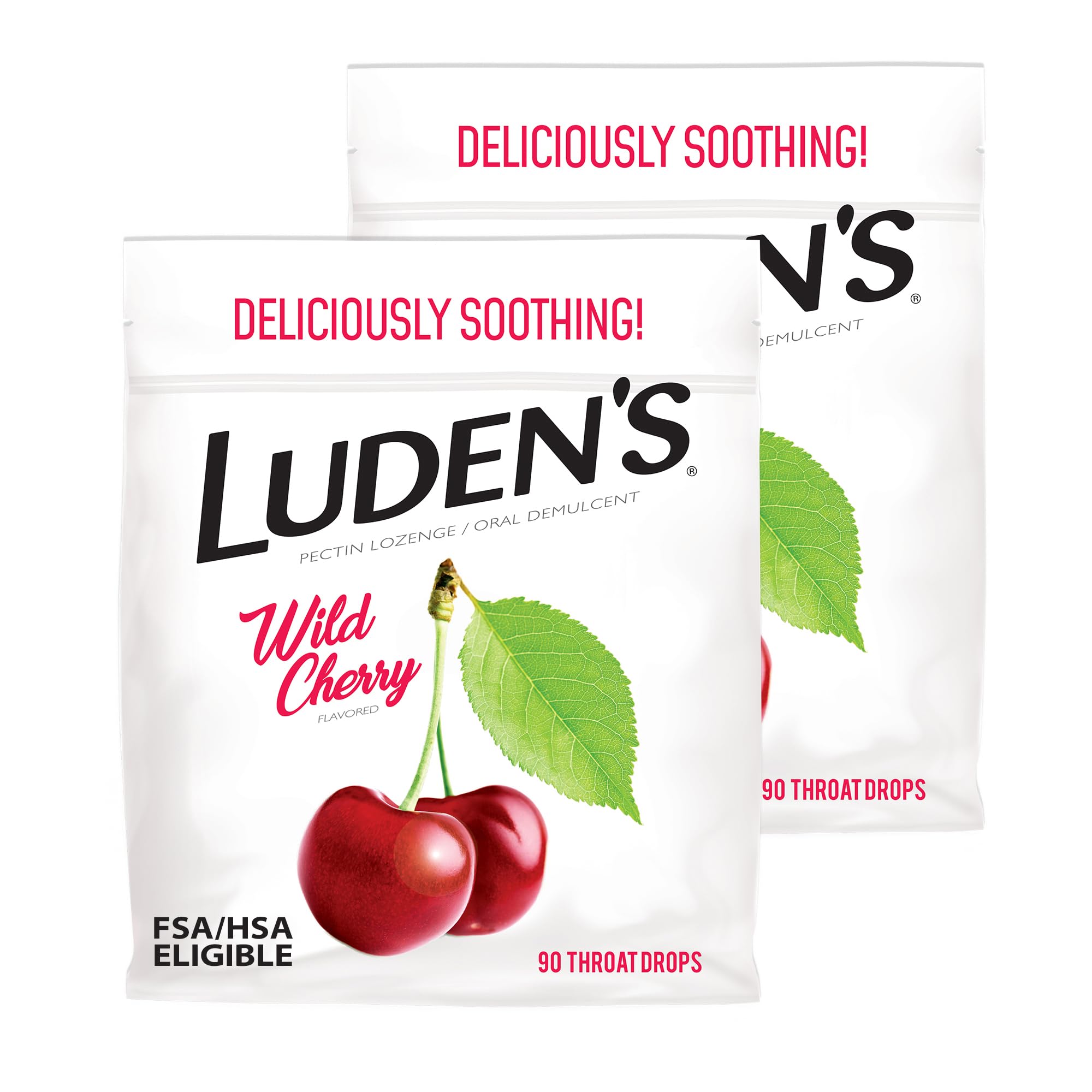 LUDEN'S Throat Drops, Wild Cherry, 90 Drops, Pack of 2