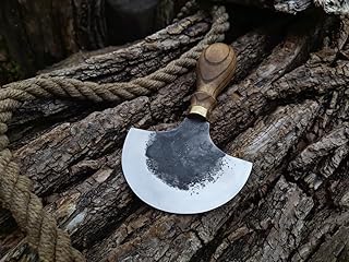 Forged Leather Round Knife. Skinning knife. Forged Half Moon knife. Handmade. Made in Ukraine. B3 - Western Bid