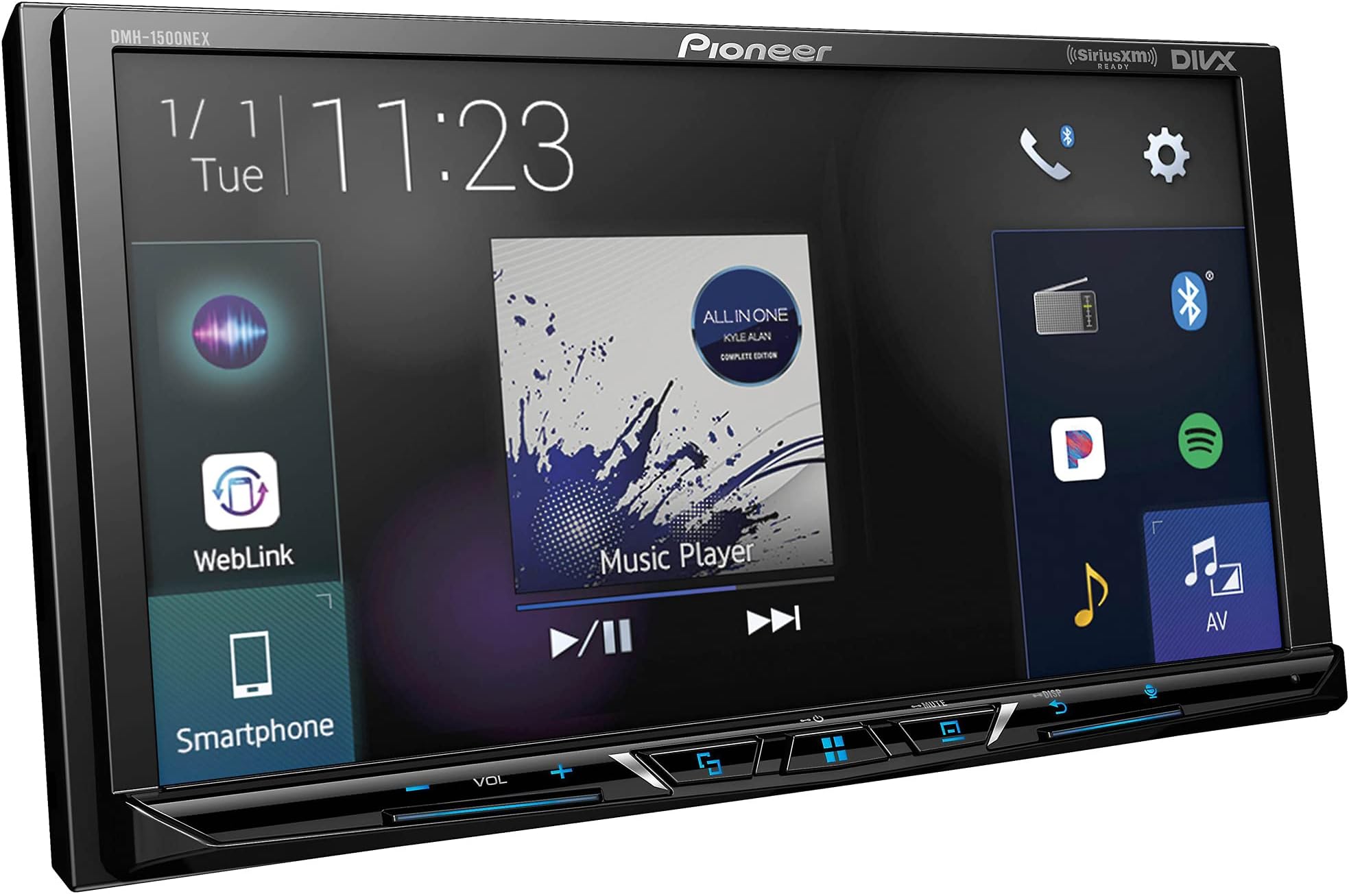 Pioneer DMH-1500NEX Digital Media Receiver with 7" WVGA Display, Apple CarPlay, Android Auto, Built in Bluetooth