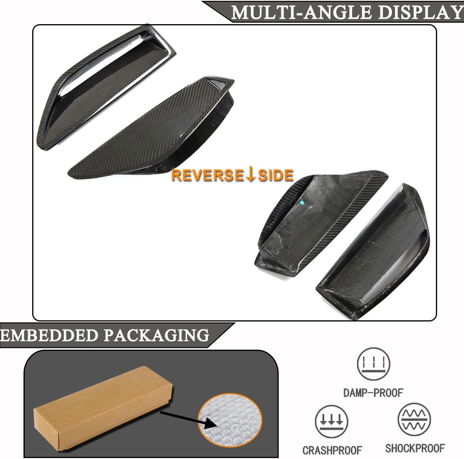 Dry Carbon Fiber Front Bumper Air Vents for Audi RS6 2019-2022 Avant Wagon 4-Door Front Bumper Scoop Trims Front Bumper Fins Front Bumper Canards Factory Outlet