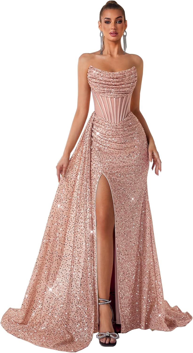 Cocktail Evening Gowns Formal Dresses for Women Sequin Tulle Wedding Guest Party Sexy Off Shoulder Floor Length Prom Dress