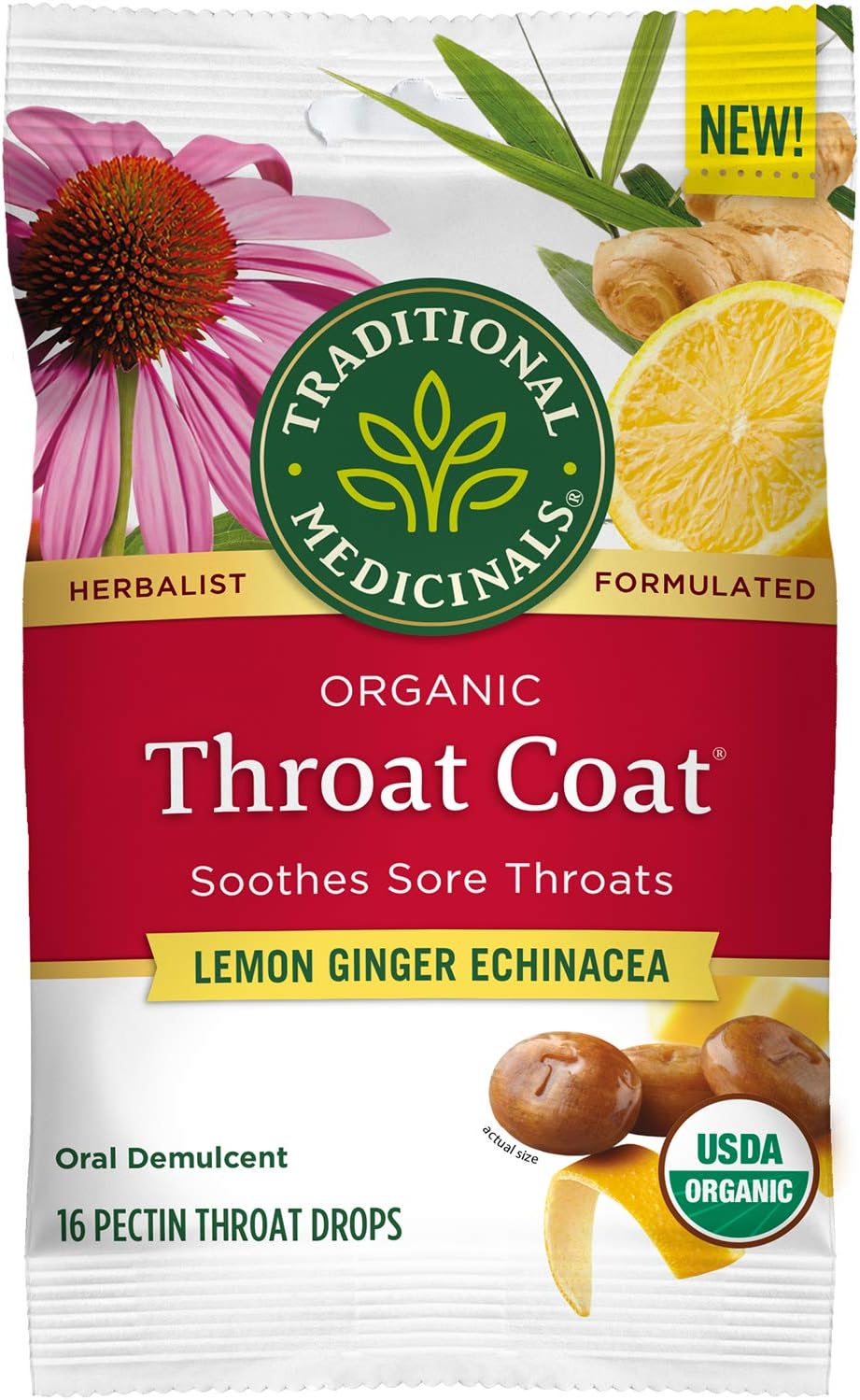 Traditional Medicinals Pectina orgánica para garganta, gotas de pectina