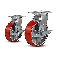 Vista 15 de Ruedas industriales de 5"x2", ruedas de servicio pesado, ruedas de poliuretano, capacidad de hasta 1000 lb. Uso para camión de plataforma, carrito