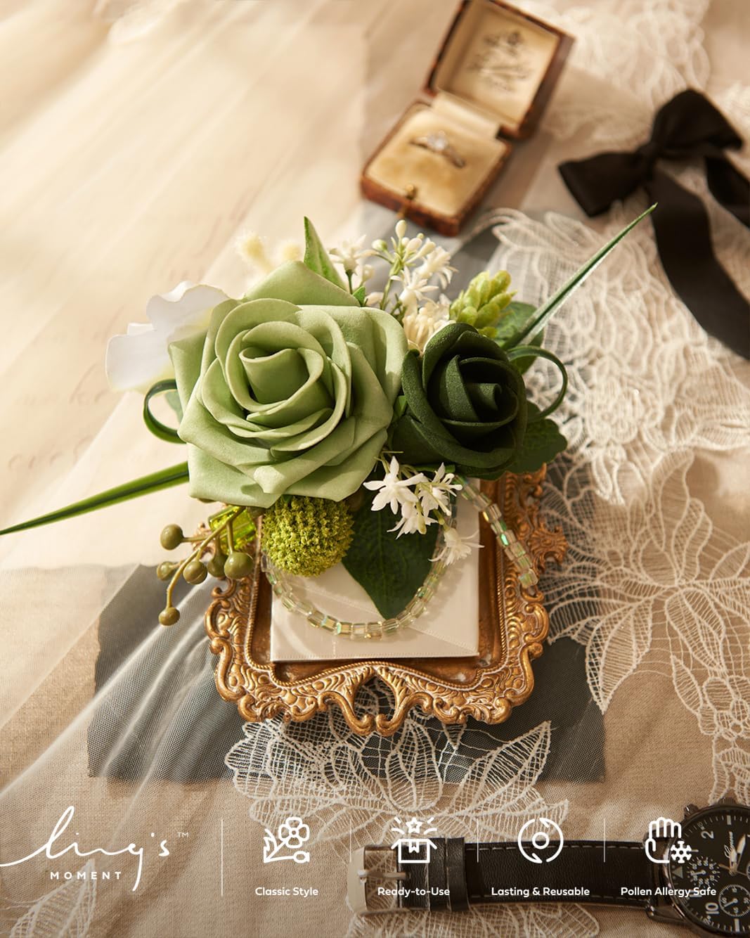 Ling's Moment 6 Pack Bridal Party Flower Package in Blanc & Ivy