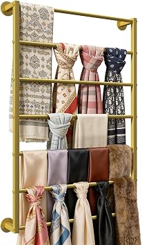 Wall Mounted Scarf Rack, Hijab Hanger Organizer Gold, 7T-23.635.4IN