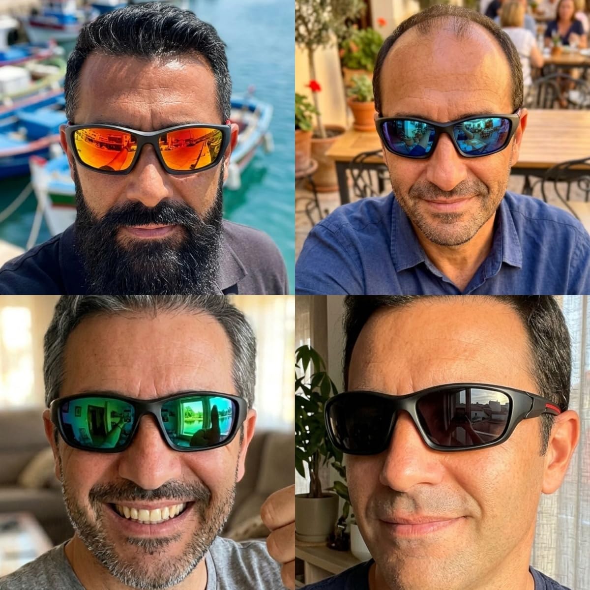nyfolk sonnenbrille herren, 4er Set nyfolk Pulse Sonnenbrille polarisiert UV400 Unisex Retro Sonnenbrille Damen Herren leichte Outdoor Sportbrille für Autofahren Reisen Alltag
