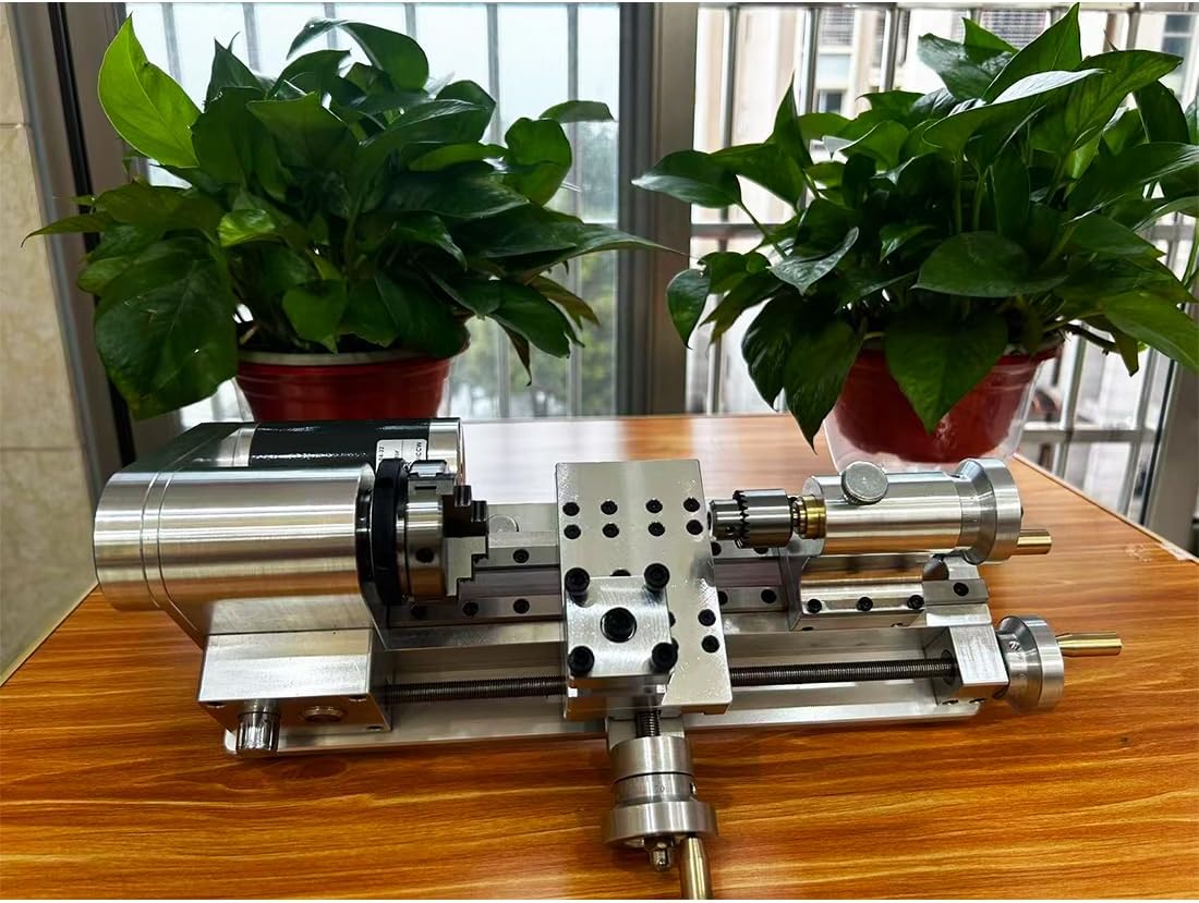 Mini Metal Lathe, Desktop Precision Mini Lathe Machine with 3 Jaw Chuck, Lead Screw & Tailstock, Compact Benchtop Lathes, Metal Working Lathes for Turning Drilling Thread Cutting