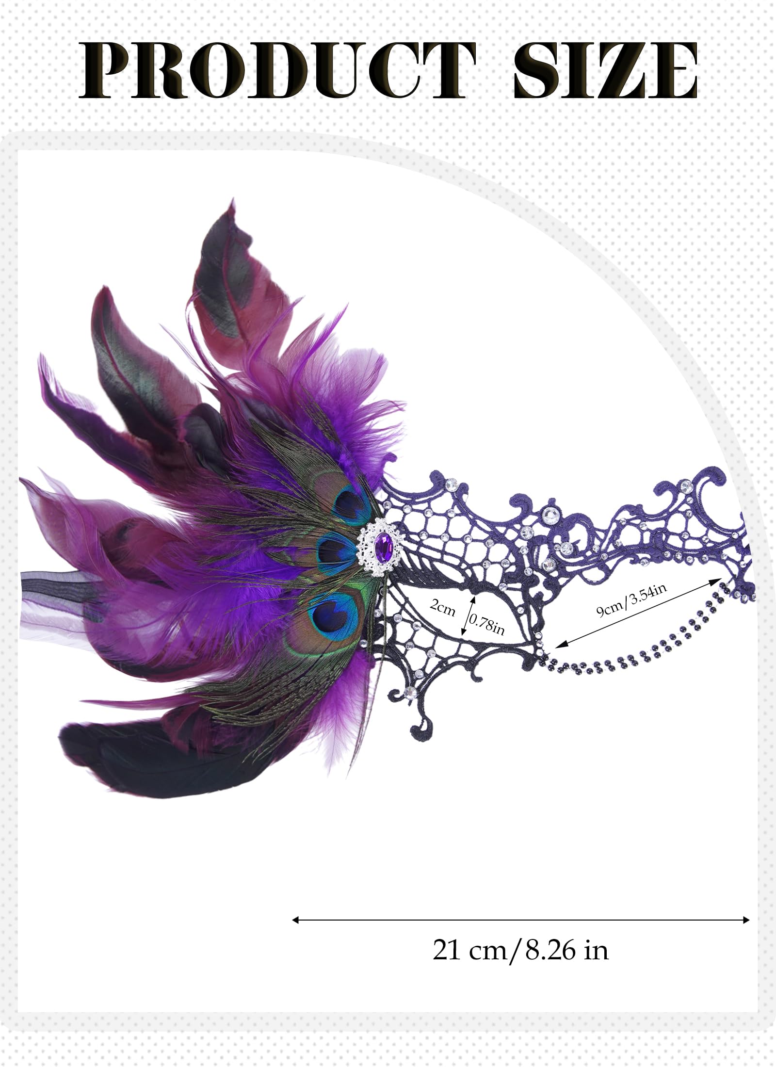 Zinniday Halloween Masquerade Masks for Women - 2026 Peacock Feather Lace Mask 1920s Venetian Eyemask for Party: Black Purple
