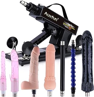 Auxfun - Máquina sexual automática com 7 cabeças, conector 3XLR, ângulo de velocidade ajustável, brinquedo sexual elétrico para adultos