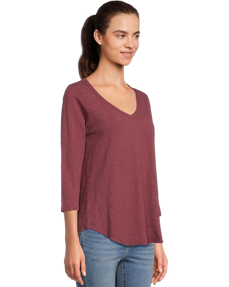 Mod-o-doc 3/4 Sleeve V-Neck Tee with Curved Hem - #2 of 5