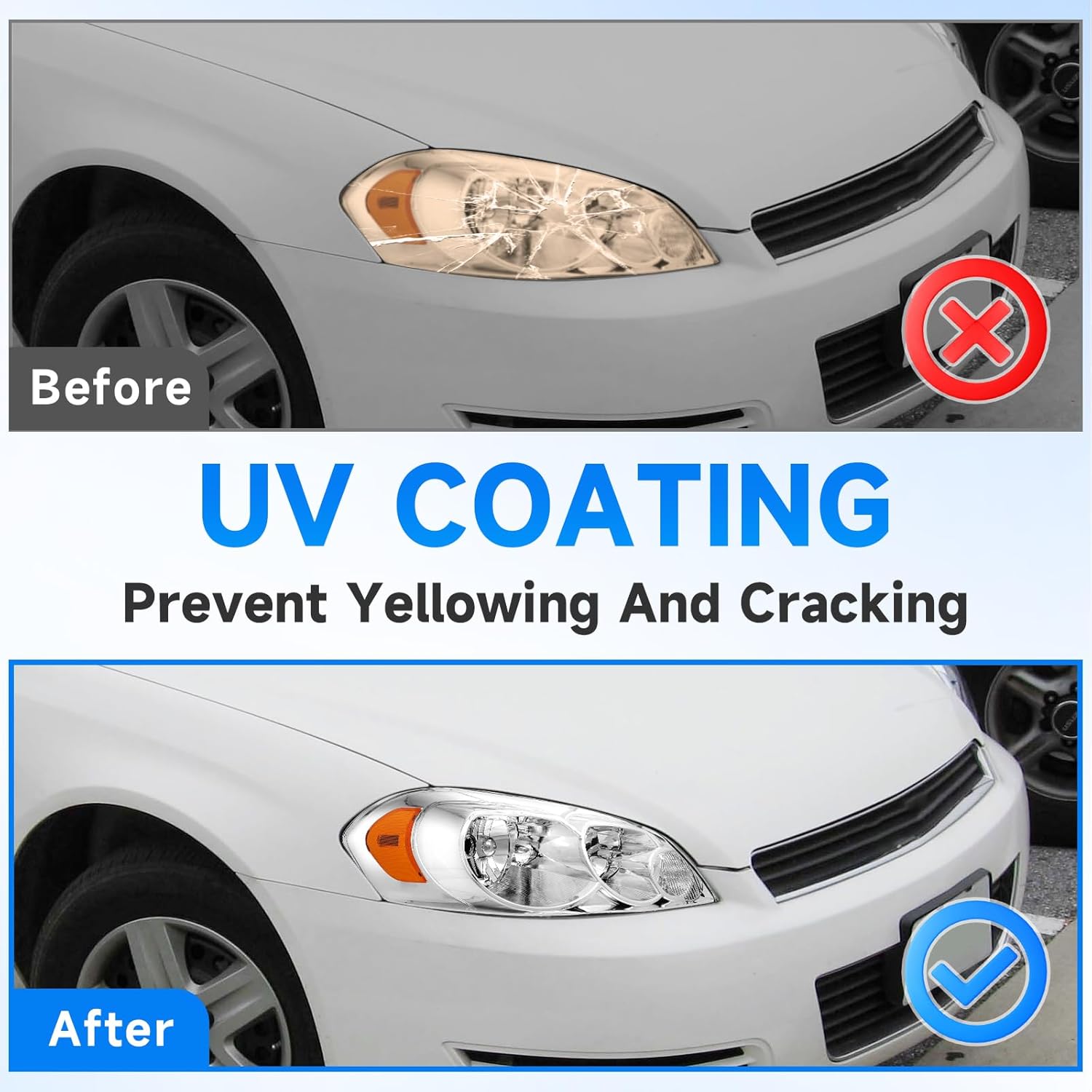 ELH Headlight Assembly Fit For 2006-2013 06-13 Chevy Impala / 2014-2016 14-16 Chevy Impala Limited / 2006-2007 06-07 Chevy Monte Carlo Headlamp Chrome Housing Amber Reflector