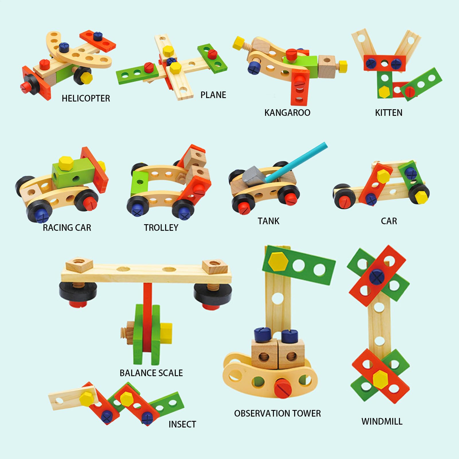 Kit di Utensili per Bambini Ragazzi e Ragazze Giocattoli Educativi STEM in | Set di Giochi con Cassetta Attrezzi Per Casa Cameretta Asilo Scuola Materna Compleanno