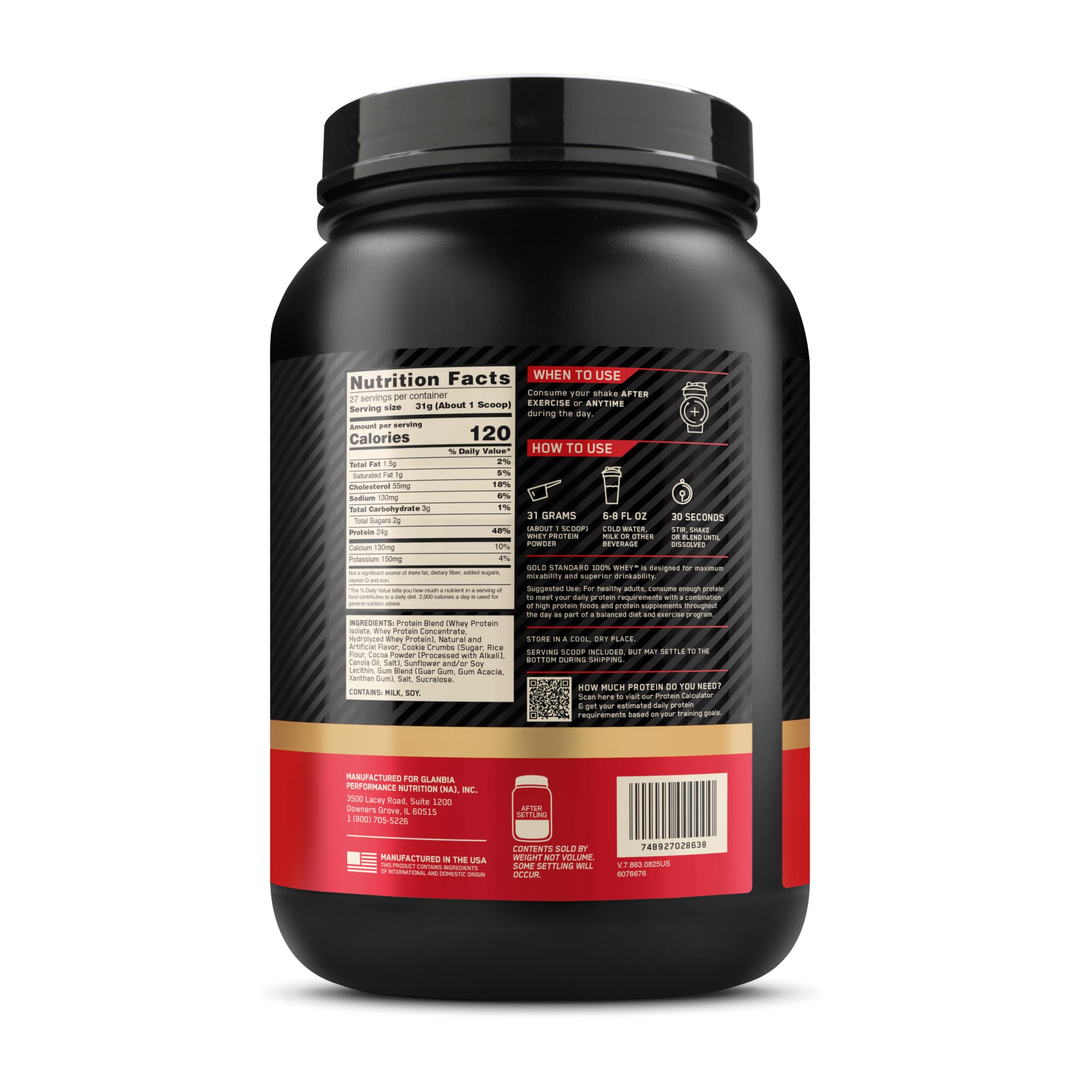 Optimum Nutrition Gold Standard Whey Protein Powder, Cookies & Cream, 2 LB — Amazon image 10
