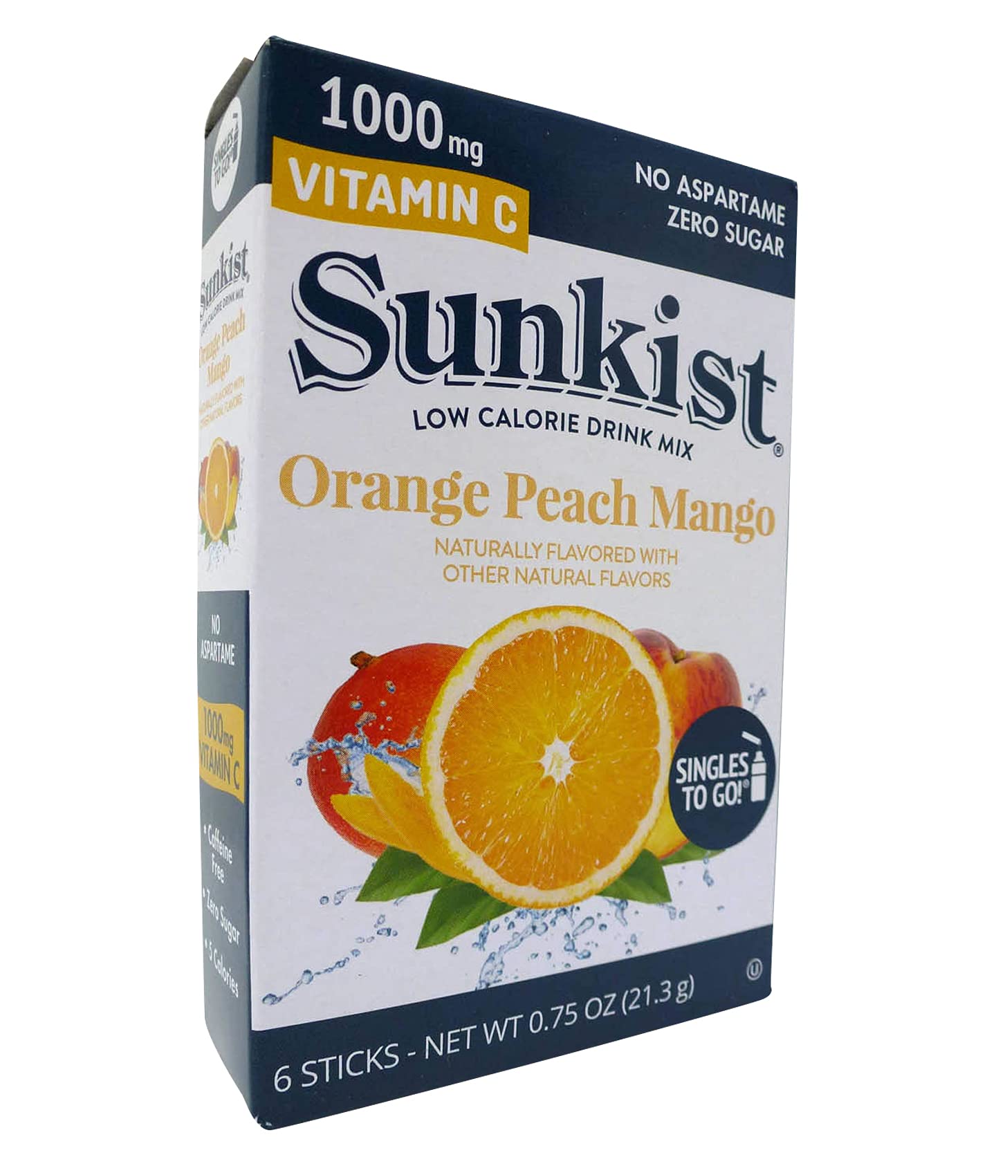 Sunkist Orange Peach Mango Singles to Go Powdered Drink Mix 21.3g (0.75 OZ)