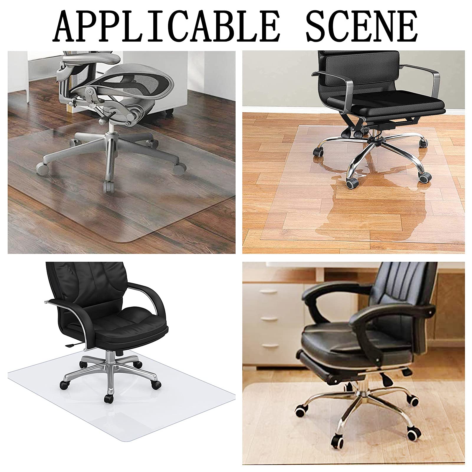 WooFloors Tapis de sol transparent imperméable et anti-déchirure pour chaises de bureau pivotantes Plusieurs tailles 1,5 mm 60 x 120 cm