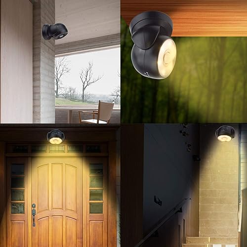 Miniatura 6 de HONWELL Luz con sensor de movimiento funciona con pilas, foco inalámbrico para exteriores, detector de movimiento impermeable, luz de inundación de