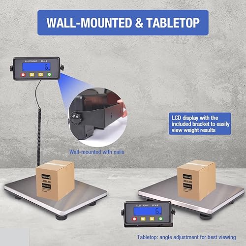 Miniatura 2 de SurmountWay Báscula de envío resistente de 440 libras, báscula postal de plataforma grande de 15.3 x 11.8 pulgadas con pantalla de taraconteoLCD,